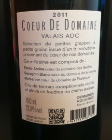 wine white blend Coeur du Domaine 2011 Rouvinez2_210214