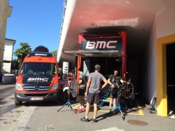 Preparations for the Tour de Suisse last weekend in Lugano