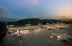 Architect's model of the newly approved East wing at Geneva airport