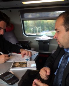 Chef Manifacier on the train from Basel to Geneva whips through scores of photos of his latest creations, splendid images of the details from the kitchen at Hôtel de la Paix's Vertig'O restaurant