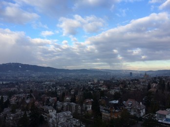 Zurich on a lovely but chilly March morning, from the Dolder Grand Hotel above the city