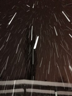 Snow sabers at midnight in the Swiss Alps